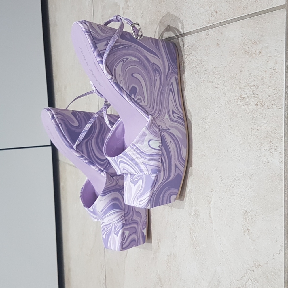 Purple wedge sandals